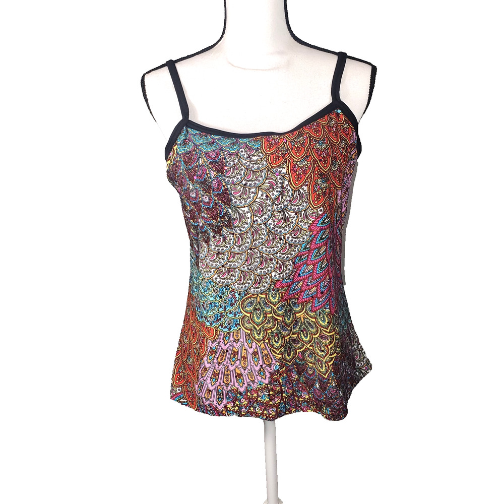 Y2K Peacock Sequin Tank Top Whimsigoth Fairy Grunge Built-in Bra Small